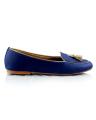 Navy Blue Faux Leather Moccasins For Women. 