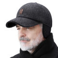 New Woolen Knitted Winter Ear Cover Baseball Cap Men Thicken Warm Hats With Earflaps Sport Golf Hats. 