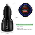 Dual USB Fast Car Charger Adapter Qualcomm 3.0 2-Port/3-Port 18W to 35W Charging Plug. 