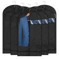 Dress Covers(Pack of 5)with Transparent Window,Suit Covers with Zipper,Dust Proof Cover for Dress,Garments Bags,Pant Coat Cover,Clothes Cover Protector. 