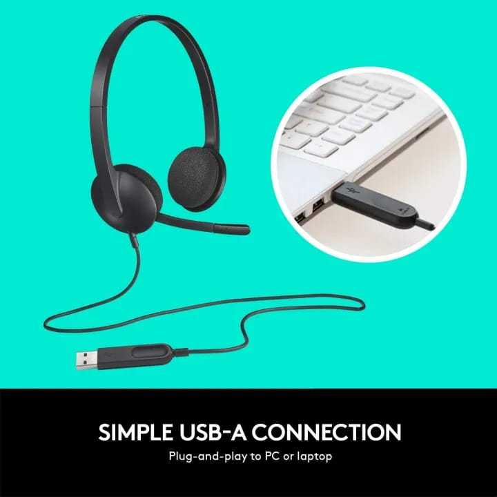 Logitech H340 USB Headphones-Crystal Clear Spund With Noise Cancelling Mic