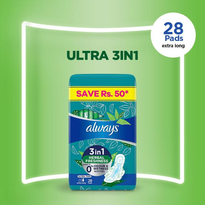 Always Ultra Sanitary Pads Extra Long Quatros 28 Count