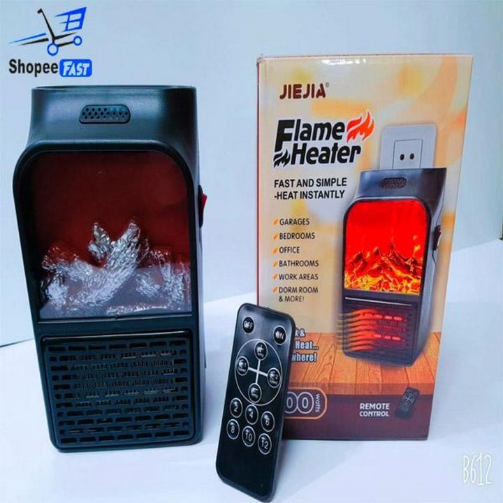 Electric Wall-outlet Flame Air Heater with Remote Control PTC Ceramic Heating Stove Radiator Household Wall Fan