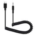 PULUZ 3.5mm TRRS Male to Type-C / USB-C Male Live Microphone Audio Adapter Spring Coiled Cable for Samsung, Huawei and Smartphones, Cable Stretching to 100cm(Black). 