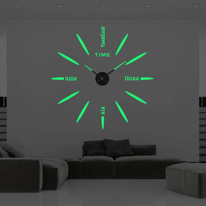 New Goli Clock/ Acrylic light, Night Clock DIY 3D Clocks Night Luminous Large Wall Clock | Glow at Dark Living Room Antique Style Creative Wall Clocks - Glow in the Night Wooden Wall Clock by alhafizwalls