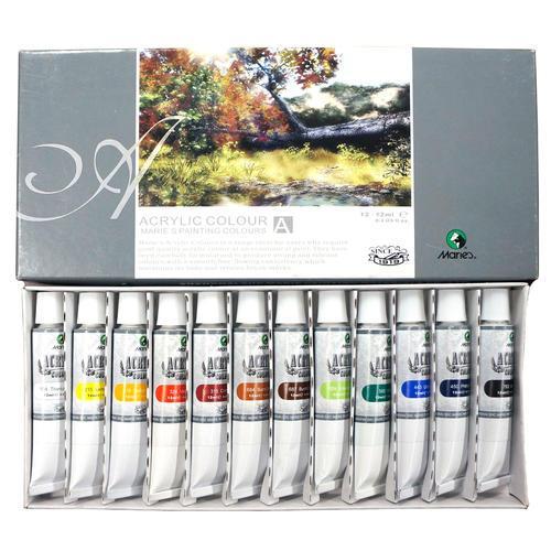 Marie's Acrylic Colors Set, 12ml Tubes - 12  Assorted Colors/Box