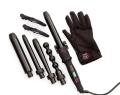 5 In 1 Curling Iron Wand Set With 5 Interchangeable Hair Curler Ceramic Barrels And Protective Gloves, Black. 