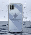 For Samsung Galaxy A12 Cover + Wrist Strap Fashion Shiny Maple leaf Plating Square Bumper Phone Case Soft TPU Silicone Shockproof Protective Back Cover. 