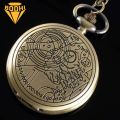 BODHI Retro Bronze Geometric Pattern Pocket Watch Quartz Chain Pendant Necklace Gift. 