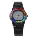 Rainbow Diamond Watches Man Gold And Silver Round Luminous Men Watch. 