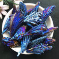 Natural Stones Crystal Blue Color and Minerals Titanium Aura Quartz Tail Decor. 