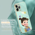 ZeroQiQi for iPhone 11 Back Cover Cute Girl Luxury 6D Plating Case Side Pattern Soft Silicone Square Mobile Phone Cases + Free Lanyard. 