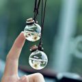 Car Hanging Diffuser Bottles Empty Glass Bottle With Flower Car Mirror Aromatherapy Fragrance Hanging Pendant Car Accessories. 