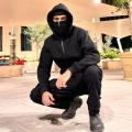 New Black Ninja Balaclava Zipper Hoodies For Men. 