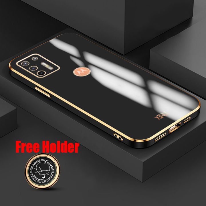Biruiqu for Motorola Moto G9 Plus Back Cover Luxury 6D Plating Frame Shiny Bling Phone Pounch Soft Silicone Square Phone Case