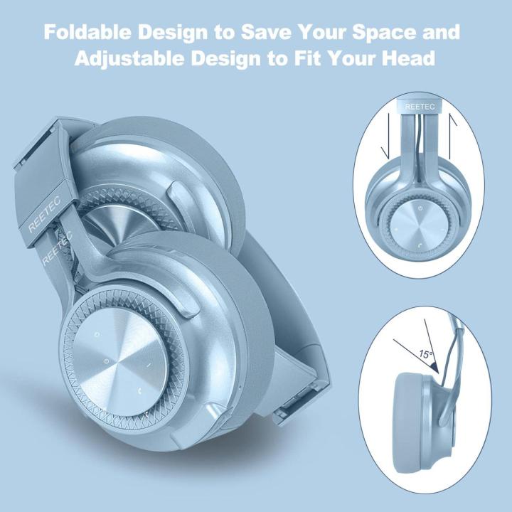 REETEC Wireless Bluetooth Headphones Over-Ear - [40 Hrs Playing Time, Soft Protein Earpads] Foldable HiFi Stereo Wireless Headphones with Microphone, Deep Bass Headset for Phone, PC, iPad - Rose Gold