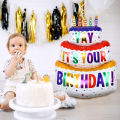 1/3Pcs Color Candle Three Layer Cake Theme Aluminum Film Balloon Birthday Cake Ballon Happy Birthday Party Decoration Kids Toys. 