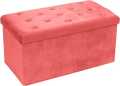 New Velvet Ottoman Storage Benches Folding Stool Soft Cushion Footrest Toy Storage Box Seat for Living Room Poof Foot Stool,38x76cm. 