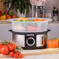 IMPORTED PROFESSIONAL  Geepas GFS63025UK Food Steamer 12L Capacity - 3 Tiers | 75 Minutes Timer | Stainless Steel Housing | Makes Healthy Food, Meat, Fish & Steam | 2 Year Warranty. 