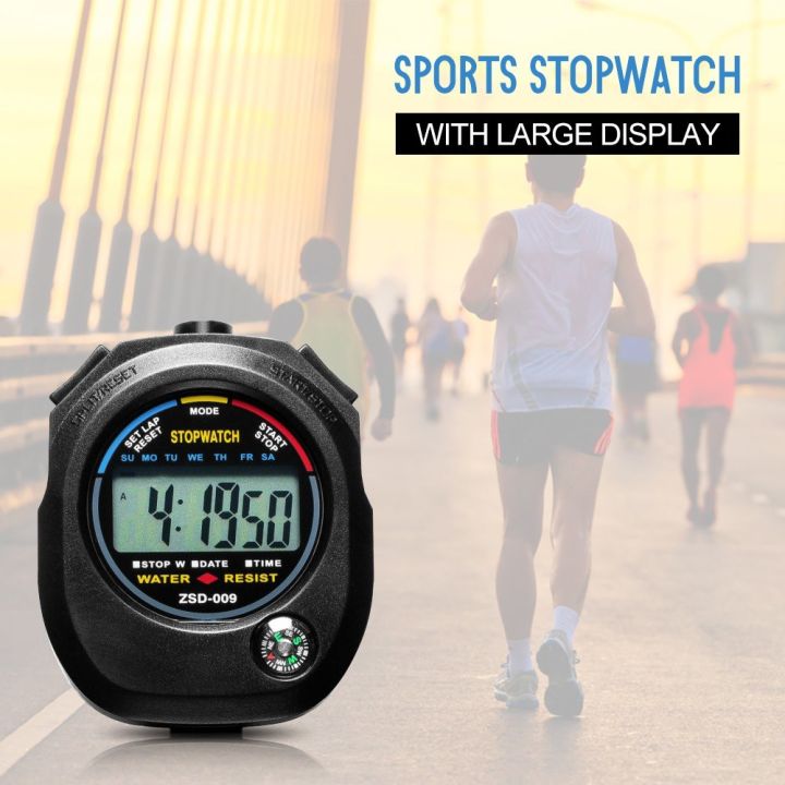 Electronic Digital Sport Stopwatch Timer with Date Time Alarm Compass