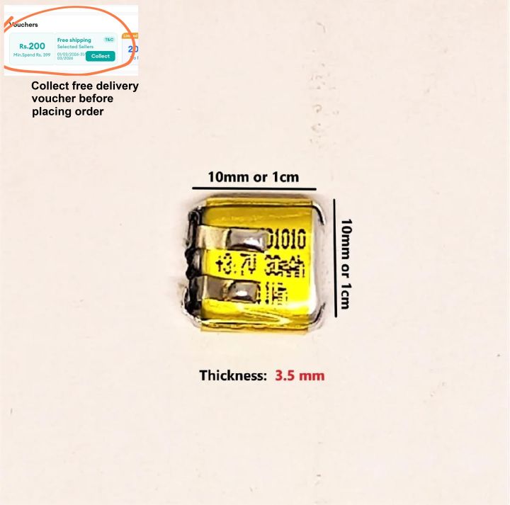 3.7v 30mah, 50mah universal Smallest Dot Battery - Fits into every EARBUDS - Camera, handsfree BT Bluetooth Wireless