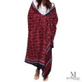 Polyslik Sindhi Ajrak For Women | Ajrak Shawl For Girls | Black & Blue. 