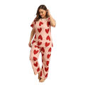 Pink Fully Heart Printed Design Stylish Full Sleeves Round Neck T-Shirt and Pajama Sexy Night Suit ! Sleep Wear Night Dress For Ladies Women and Girls (SN-33). 