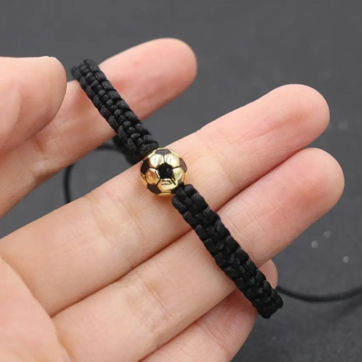 Charm Bracelet For Boy Girl Copper Gold Color Football Ball Braiding Adjustable Bracelet Couples Friendship Bracelet Men Jewelry Straggle Steipos