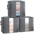 pack of 3 Large Capacity Storage Bags Clothes Blankets Closet Organizer Moving Tote Bag Zipper Durable Handbag Luggage. 