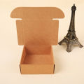3.5 X 3.5 X 1.25 inches Natural Cardboard Kraft Paper Gift Packaging Box Empty Beige Handmade Jewelry Soap Paper Folding Shipping Boxes. 