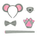 Nerhorer- Children Mouse Costume Accessories Adorable Mouse Costume Set for Halloween Christmas Parties Headband Tail Nose Bow Tie Gloves Cosplay Accessory for Kids Adults Mouse Ears Headband Tail. 