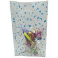 TRANSPARENT GOODY BAGS WITH BLUE STARS - PACK OF 10 GOODY BAGS. 