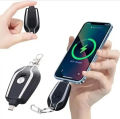Mini Portable Keychain Emergency Power Bank: Smart Phone key-Chain Lightning & Type-C Charger Rechargeable Fast Charging for iPhone Type-C and Android Devices. 