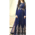 Chiffon Embroidered Maxi Dress 4-Side Embroidered Dupatta SM-07 Navy Blue. 