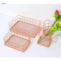 Wire Storage Basket Bin Organizer Holder for Kithen Bathroom Rose Gold Round. 