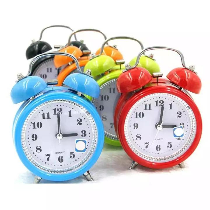 Digital Alarm Clock Mini Classic Silent Metal Quartz Movement Analog Bedside LED Light Sweep Alarm Clock