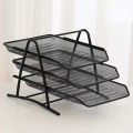 3 Tier Document Tray Metal Mesh Document Rack File Holder Letter Tray for Home Office Desk Organizer Supplies. 