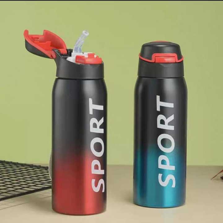 Stainless Steel Sport Water Bottle 500ML Thermos Bottle With Straw ...