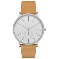 Skagen White Dial Brown Leather Strap Watch For Men SKW6215. 
