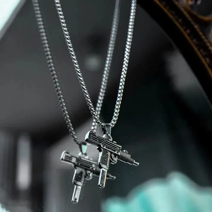 Hip%20Hop%20Iced%20Out%20UZI%20AK47%20Gun%20Golden/Silver/Black%20Pendant%20Necklaces%20Stainless%20Steel%20Military%20Necklace%20For%20Mens%20-%20Image%203