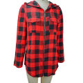 G&H Casual Women Stripe Plaid Chest Pockets Coat Long Sleeve Hoodie Zipper Shirt Top. 