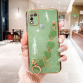For Infinix Hot 10 Play Back Cover with Love Heart Chain Wrist Strap Fashion Bracelet Shiny Plating Bumper Protective Case Silicone Shockproof Mobile Phone Cases. 