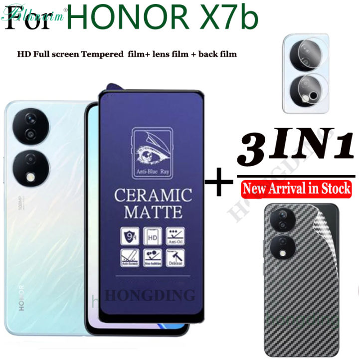 BLKNAIM 3in1 Full Cover Purple light ceramic film Screen Protector For honor X7b Privacy Glass For honor X7b  Tempered Glass Lens