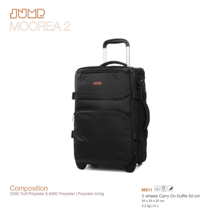 JUMP® Moorea2 MX11 Cabin Rolling Duffel Bag Trolley 19.7" 2 Wheels