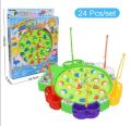 Fishing Game Toy Set with Rotating Board with Music On/Off Switch for Quiet Play, Includes Fishes and Fishing Poles, Safe and Durable Toy for Toddlers and Kids - 15 Pcs , 45 pcs Fishes ,Learning and Educational Fishing Game Toy With Light  + Free Cod. 