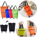 Foldable Trolley Bag, 2-in-1 Folding Trolley, Reusable Multifunctional Shopping Bag With Wheels. 