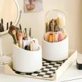360° Rotating Makeup Brush Storage Box Portable Desktop Cosmetic Organizer,7 Slots Transparent Makeup Brush Box Dust Free Makeup Brush Organizer for Display Stand Bedroom Dresser Bathroom Counter Top.. 