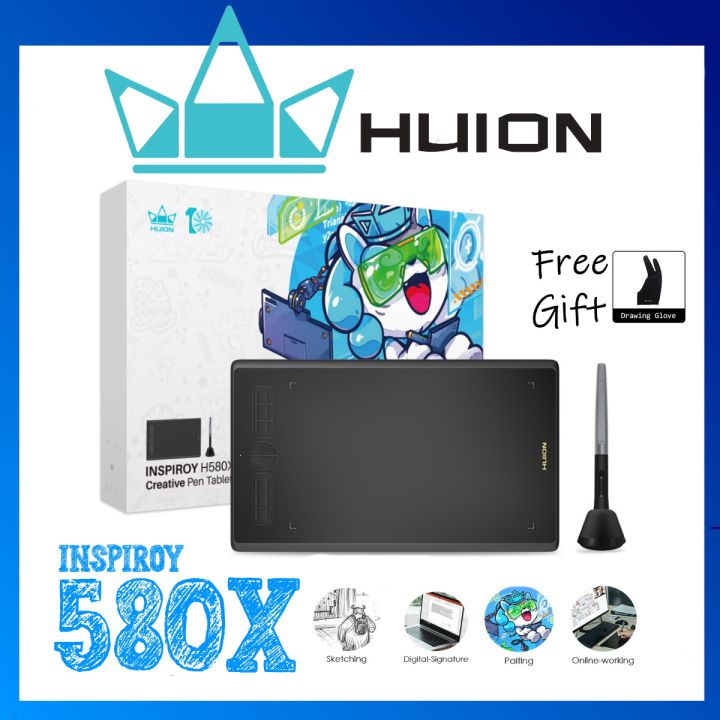 Huion Inspiroy H580X Drawing Tablet 8x5 Inch Digital Graphics Tablet