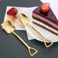 2Pcs Shovel Spoons Stainless Steel Spoon Reusable Dessert Spoons for Coffee Tea Ice Cream Fruit Sugar Cake. 