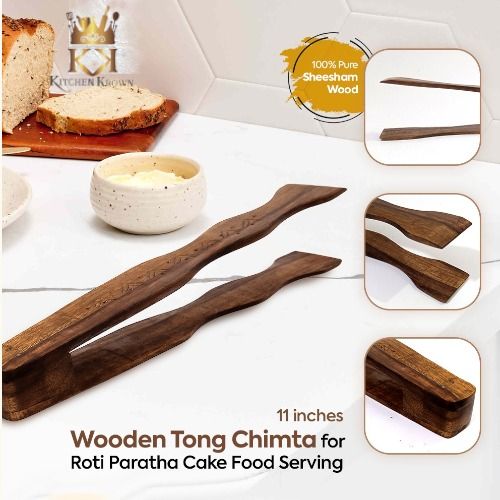 Wooden Chimta For Roti | Roti & BBQ Tong | Eco-friendly Kitchen Utensil for Hot Roti | Heat Resistant for Non-Stick Tawa | Handmade Pakistani Roti Chimta | Traditional Wooden Kitchen Tool | Kitchen Gadget | Wooden Items